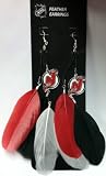 New Jersey Devils Feather Hook Earrings with Charms
