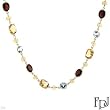 FPJ Irresistible Necklace With 66.65ctw Precious Stones - Genuine Citrines, Garnets and Topazes Beautifully Crafted in 14K Yellow Gold. Total item weight 17.3g