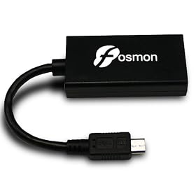Fosmon MHL MicroUSB male to HDMI Female Cable Adapter Compatible with Samsung Galaxy S III (New Version)/S II/HD/LTE, SkyRocket/HD, Galaxy Nexus CDMA, Galaxy Ace (S5830)/ Gio (S5660)/ Note(N7000)/ Note LTE(SGH-I717), HTC Sensation/ HTC Evo 3D/ Flyer/HTC Amaze 4G - Black