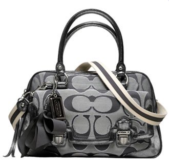 Coach Poppy Sateen Op Art Signature Pushlock Business Satchel Bag Purse 18356 Moonlight