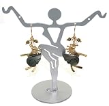 Beautiful Jack E Ohs NYC Mystical Flying Horse Charm Dangle Earrings with Abalone Shell and Beaded Crystal Accents Gold Tone Comes Gift Boxed