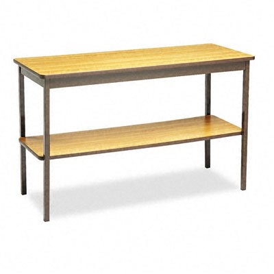 Barricks UTS1848LQ Utility Table With Bottom Storage Shelf, Rectangle, 48w x 18d x 30h, Oak