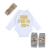 Ochine 新生児　幼児　女の子 100％綿 3セット　ロンパース アルファベット＋ストライプ柄 子供服 0-2歳設定 長袖 カバーオール 出産祝い　4サイズ選べる (M、6-12月)