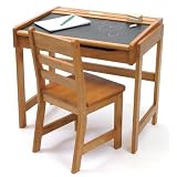 Lipper International Child's Chalkboard Desk and Chair Set, Pecan