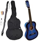 38 BLUE Acoustic Guitar Starter Package (Guitar, Gig Bag, Strap, Pick, eBook)