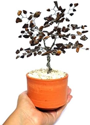 Tiger eye tree sculpture - wire tree - shelf decor - home decor