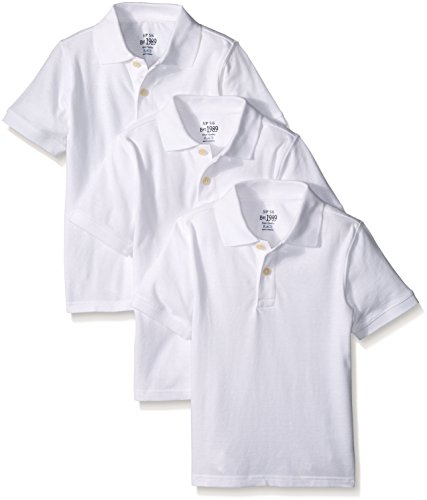 The Children's Place Big Boys' Short Sleeve Polo Shirt (Pack of 3), White, Large/10/12