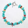 Turquoise & Spiny Oyster Toggle Bracelet, 6 1/2" Length, #8980