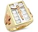 Size- 6.5 - 14k New Tri-Color Gold Mens Large Cross Crucifix Ring
