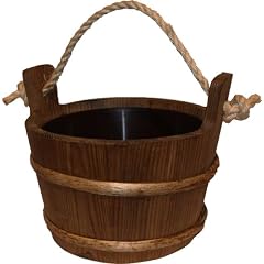Pinetta - Saunak�bel / Saunaeimer (Kordelgriff) - Kiefer, geteert, 4 Liter - Kunststoffeinsatz (Original aus Finnland) [5992]