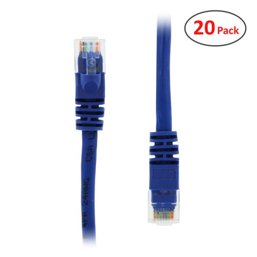 (20 PACK) 6 FT RJ45 CAT (6E) 550MHZ MOLDED ETHERNET NETWORK PATCH CABLE - BLUE - Lifetime Warranty