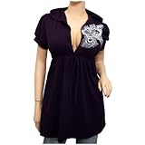 Plus size Dark Purple Low cut v-neck Hoodie top