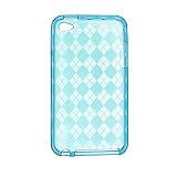 Premium TPU Flexi Soft Gel Skin for Apple iPod Touch 4th Generation, 4th Gen - Blue Checkers Argyle Print