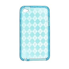 Premium TPU Flexi Soft Gel Skin for Apple iPod Touch 4th Generation, 4th Gen - Blue Checkers Argyle Print