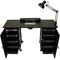 LCL Beauty Black Steel Vented Double Storage Manicure Nail Table Desk Salon Spa Equipment