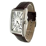アレサンドラオーラ★メンズウォッチ 革ベルト腕時計(文字盤ホワイト+ベルトブラウン)