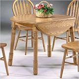 Burnished Oak Round Drop Leaf Dining Table