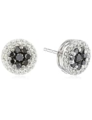 10K White Gold Black and White Diamond Stud Earrings (1/2 cttw, I-J Color, I2-I3 Clarity)