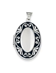 Sterling Silver Enameled Scroll Oval Locket