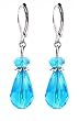 Earrings - E231 - Faceted Glass Beads Hung on Silver Plated Leverbacks ~ Aqua Blue Teardrop