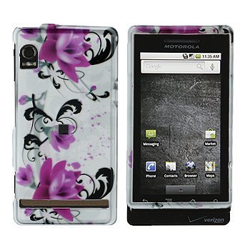 Art Flower Purple White Vintage with Pink Rose for Verizon Motorola Droid A855 Snap on Cell Phone Case