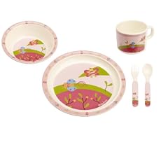 Playshoes 4010952309997 Baby-Teller-Set 5-teilig aus Melamin mit lustigem K�fermotiv
