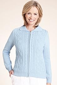 Classic Collection Pure Cotton Cable Knit Zip Through Cardigan