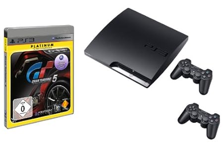 PlayStation 3 - Konsole Slim Black 320GB (K-Model) + 2 DualShock 3 Wireless Controller + Gran Turismo 5