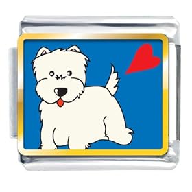 Westie Dog Animal Photo Italian Charms Bracelet Link