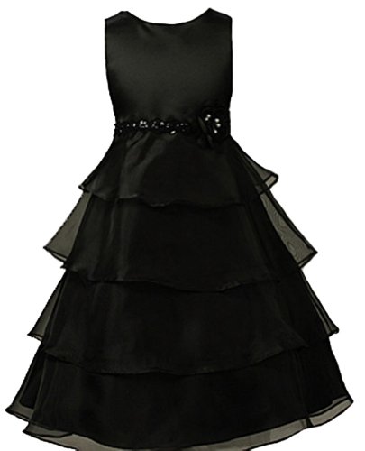 New Organza Tiered Flower Girl Dress ~ White Ivory Pink or Black Sz 2 to 12 Girls