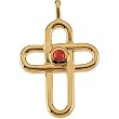 14K Yellow Gold Ruby Cross Pendant