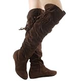 Candies100 2 Way Over The Knee Wedge Boot BROWN