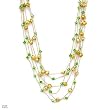 Necklace With Precious Stones - Genuine Crystals and 7.0 - 9.0mm Freshwater Pearls Beautifully Crafted in 18K/925 Gold plated Silver and Beige Silk. Total item weight 37.0g Length 22in