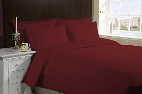 Soft & Comfort 600 Thread Count 1 Peice Duvet Cover in Stripe Burgundy Queen 100% Cotton by EgyptianCottonStore