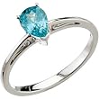 14K White Gold Blue Zircon Ring