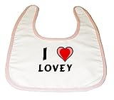 Baby Bib with I Love Lovey (first name/surname/nickname) by Shopzeus