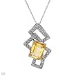 Necklace With 1.93ctw Precious Stones - Genuine Citrine and Diamonds Beautifully Crafted in White Gold Length 18in