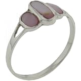 Sterling Silver Pink Triple Oval Moonstone Ring (size 7,8)