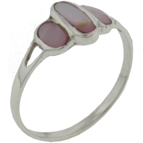 Sterling Silver Pink Triple Oval Moonstone Ring