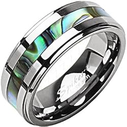 Spikes Tungsten Carbide Abalone Step Men's Ring