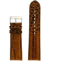 Watch Band Handmade Brown Genuine Leather Crocodile Grain 22 millimeter Tech Swiss