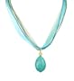 Necklace - N129 - Genuine Turquoise Semi Precious Gemstone and Fire Polished Bead on 5i-Strand Multi-Colored Cord + 2" Extension Chain ~ Oval Shape