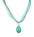 Necklace - N129 - Genuine Turquoise Semi Precious Gemstone and Fire Polished Bead on 5i-Strand Multi-Colored Cord + 2" Extension Chain ~ Oval Shape