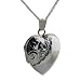 British Jewellery Workshops Silver 21x19mm hand engraved heart Locket with Curb chain