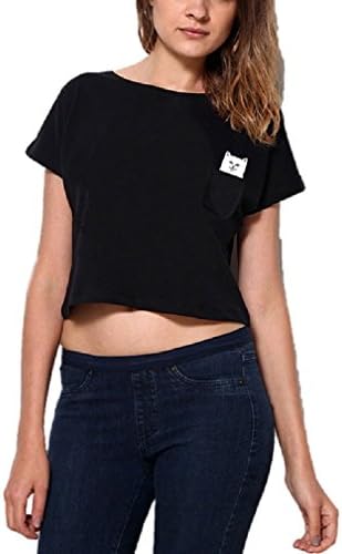 Cheeky Cat, Pocket Cat,Cats Hidden Middle Finger Hilarious Hidden Surprise Crop Top T-shirt (Medium)