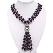 Handmade Three-strand Amethyst & Silver Pendant-Lariat Necklace