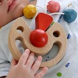 ●びっくりピエロ （木のおもちゃ おしゃぶりや歯がためにもOK!　とにかく安全です。）1才、2才、3才～出産祝いにお薦め♪ 　Wooden baby toys　の画像
