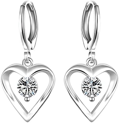 Peak Horizon Platinum Plating Diamond Studded Heart Dangle Earring For Girls