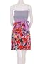 Crafty Coulture Smocked Tube Top Contrast Floral Print Wrap Tie Dress Orange