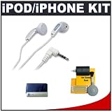 CTA Earbud Headphones + Accessory Kit for Apple iPhone, touch, classic, mini, nano and photo/video iPods, MP3, CD or any other portable audio device